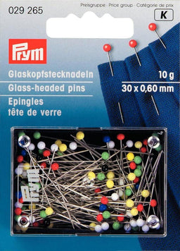 P029265 - Glass-headed Pins No. 9 assorted 0.60 x 30mm x 10g