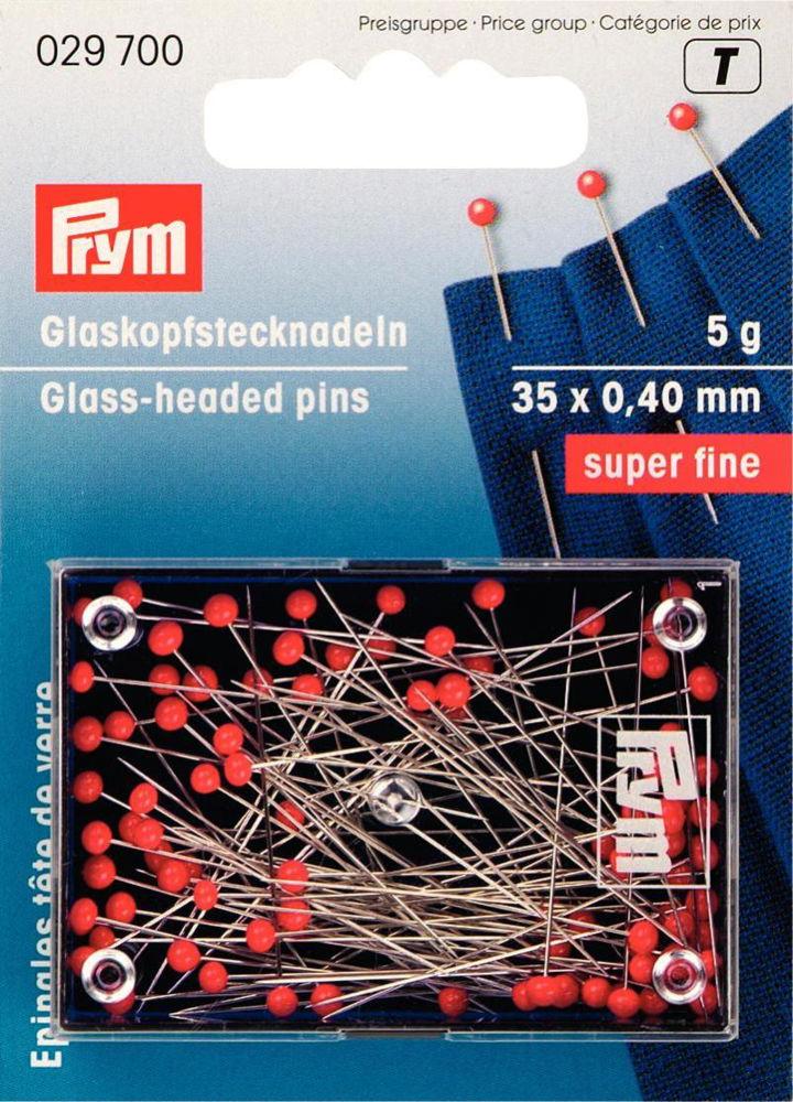 P029700 - Glass-headed pins 0.40 x 35mm red x 5g