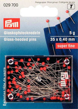 P029700 - Glass-headed pins 0.40 x 35mm red x 5g