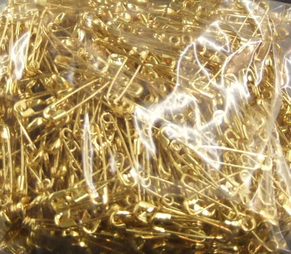 P071137 - Safety Pins with coil brass 105d 2/0 gold  23mm x 1000pc