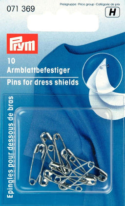 P071369 - SAFETY PINS FOR DRESS SHIELDS BRASS SILVER COL 19mm