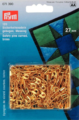 P071390 - Safety Pins curved with coil brass 1 gold 27mm x 120pc