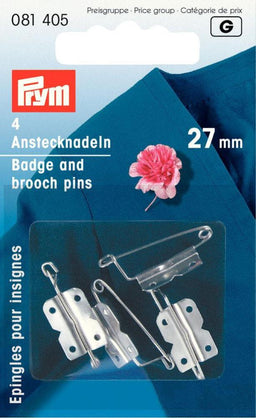 P081405 - Badge and brooch Pins mild steel 108/6 silver 27mm x 4pc