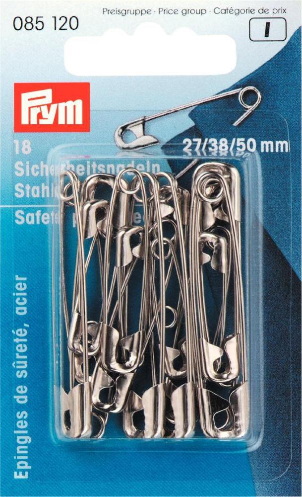 P085120 - Safety Pins with coil No. 0-3 silver 27/38/50mm x 18pc