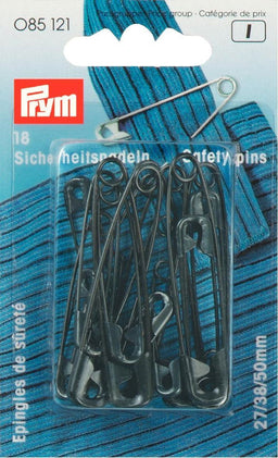 P085121 - SAFETY PINS WITH COIL NO. 0-3 BLACK 27/38/50mm