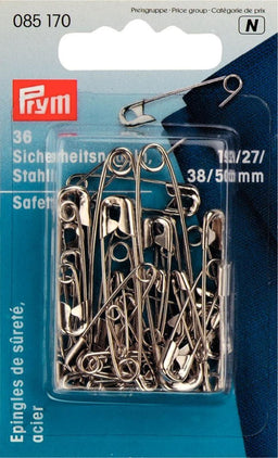 P085170 - Safety Pins with coil brass No. 3/0-3 gold/silver x 36pc