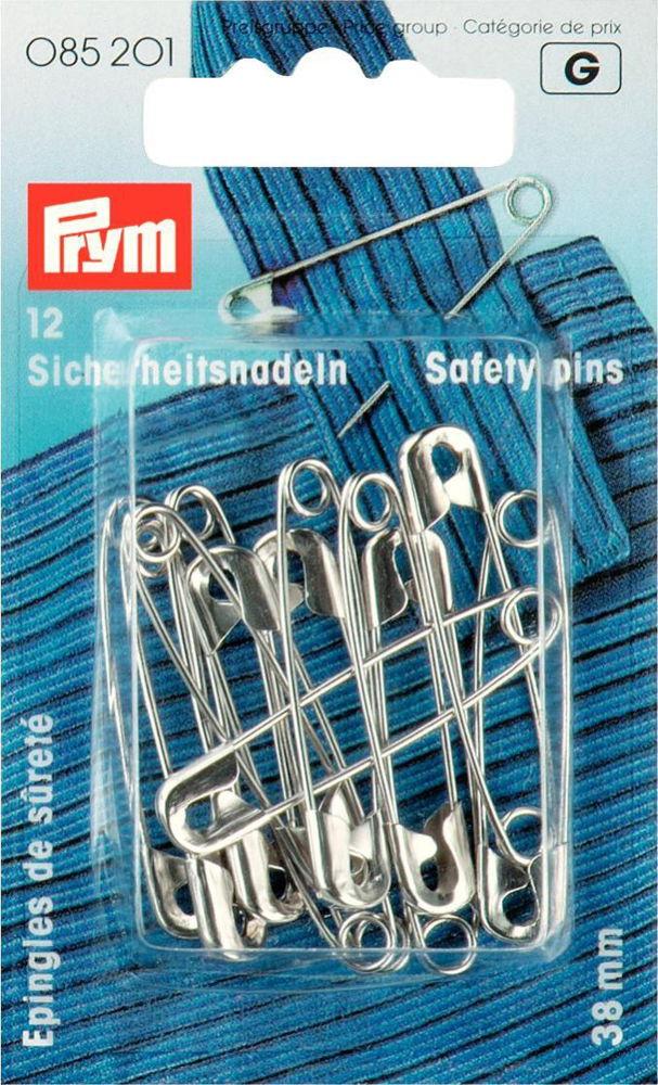 P085201 - Safety Pins with coil No. 2 silver 38mm x 12pc