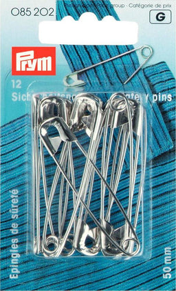 P085202 - Safety Pins with coil No. 3 silver 50mm x 12pc