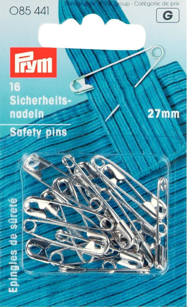 P085441 - Safety Pins with coil No. 0 silver 27mm x 16pc