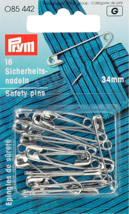 P085442 - Safety Pins with coil No. 1 silver 34mm x 16pc