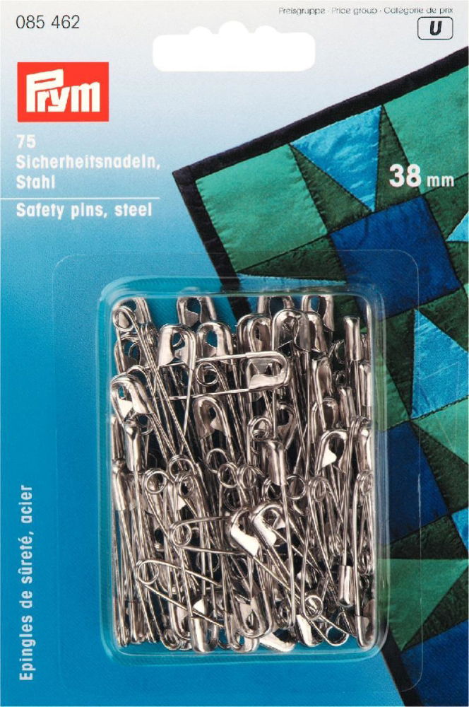 P085462 - Safety Pins with coil No. 2 silver 38mm x 75pc