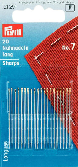 P121291 - Hand Sewing needles sharps 7 silver/gold col 0.70 x 38 mm x 20pc