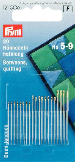 P121306 - Hand Sew Needle betweens 5-9 assorted silver  gold eye x 20pc