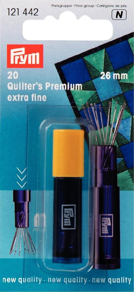 P121442 - Quilting needles Extra fine 26x0.53 silver-col x 20pc