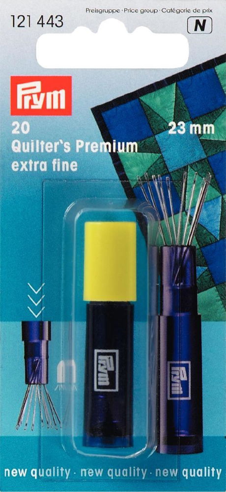 P121443 - Quilting needles Extra fine 23x0.53 silver-col x 20pc