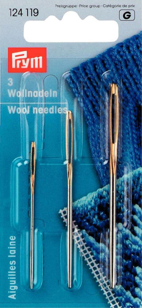 P124119 - Wool and tapestry needle No.1 3 5 steel silver/gold x 3 pcs