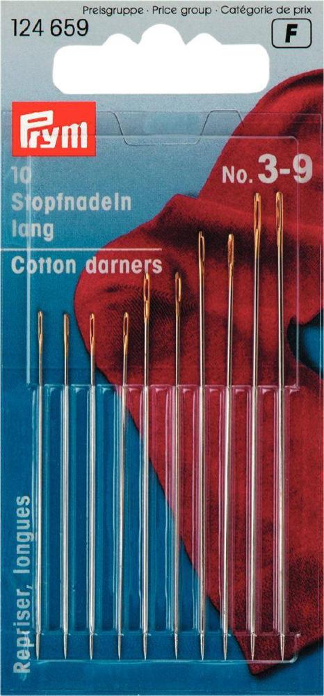P124659 - Darn Needle long HT3-9 silver col assorted with gold eye x 10pc