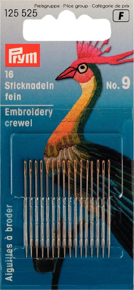 P125525 - Fine embroidery needle HT 9 silver col gold eye 0.60 x35mm