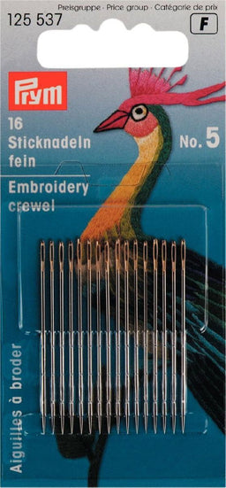P125537 - Fine embroidery needle HT 5 silver with gold eye 0.80 x 16pc
