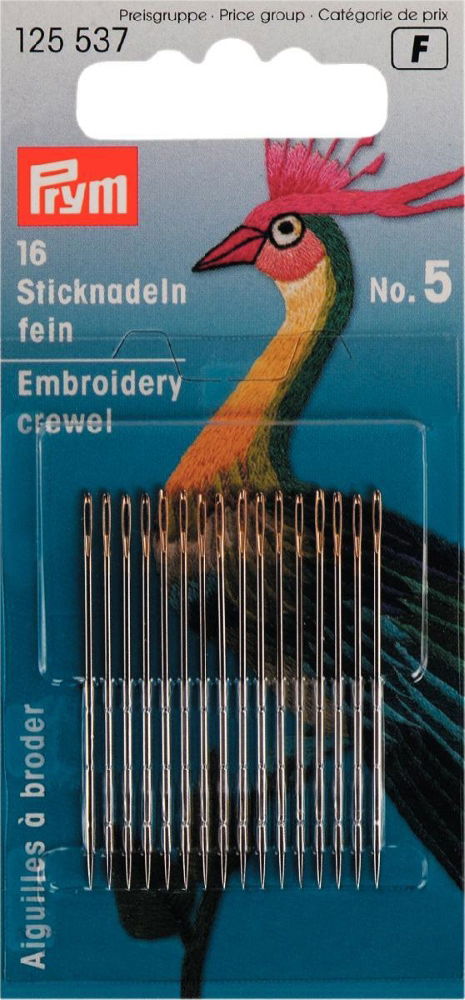 P125537 - Fine embroidery needle HT 5 silver with gold eye 0.80 x 16pc