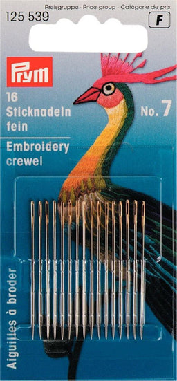 P125539 - Fine embroidery needle HT 7 silver col gold eye 0.70 x 16pc