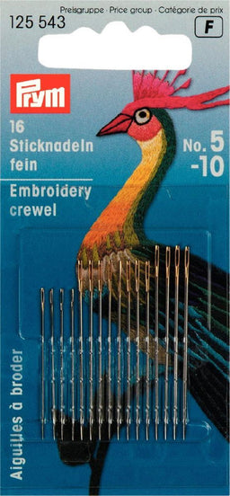 P125543 - FINE EMB NEEDLES HT5-10 SILVER COL ASSORTED X16PCS