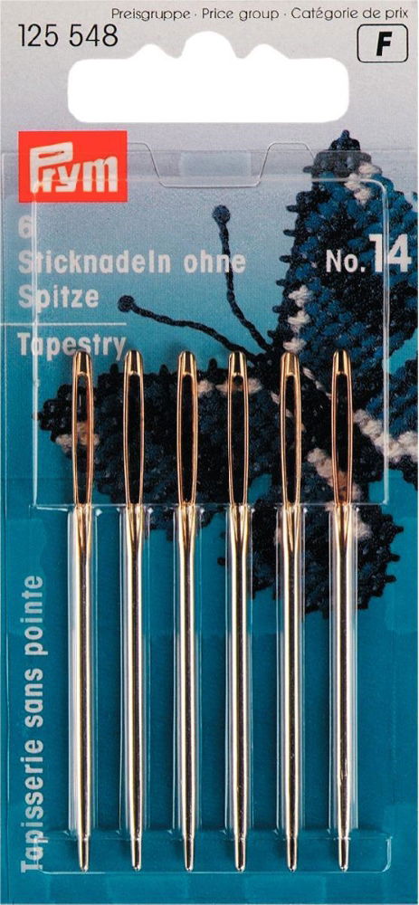 P125548 - Tapestry blunt point No.14 silver/gold eye 1.9x60mm x 6pc