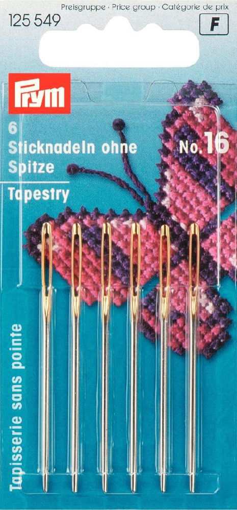 P125549 - Tapestry blunt point No16 silver/gold eye 1.6x55mm x 6pc