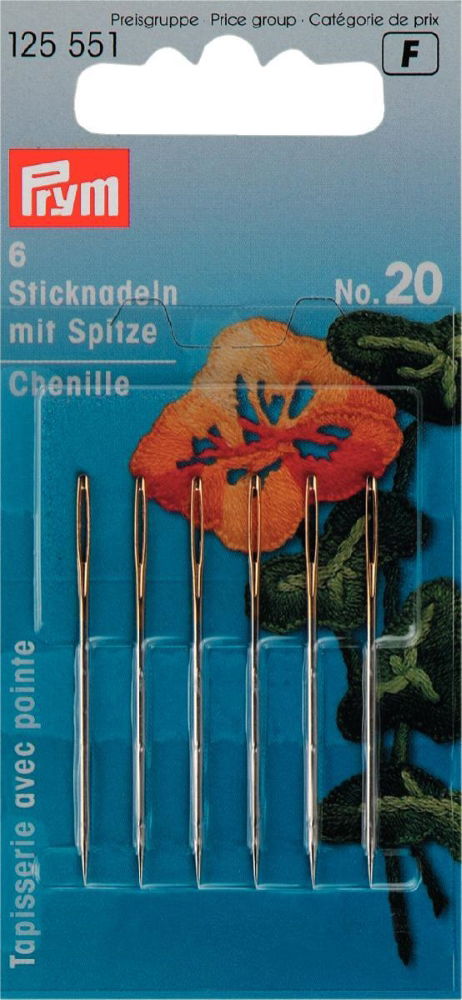 P125551 - Chenille sharp point No 20 silver/gold eye 1.00x43mm x 6pc