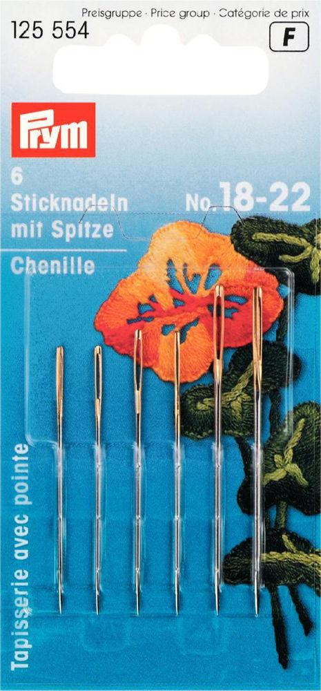 P125554 - Chenille sharp point No.18-22 silver/gold eye assorted x 6pc