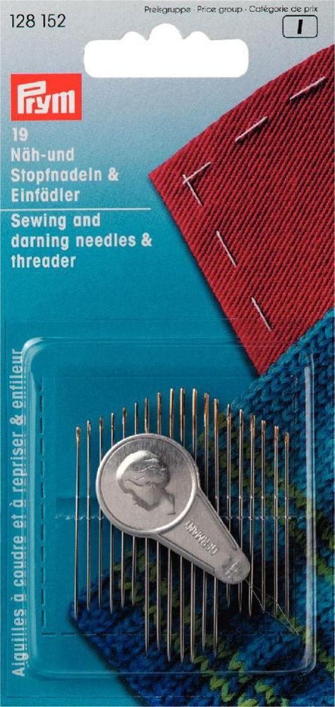 P128152 - Hand Sewing/Darning Needle assorted HT/threader x 19ndl