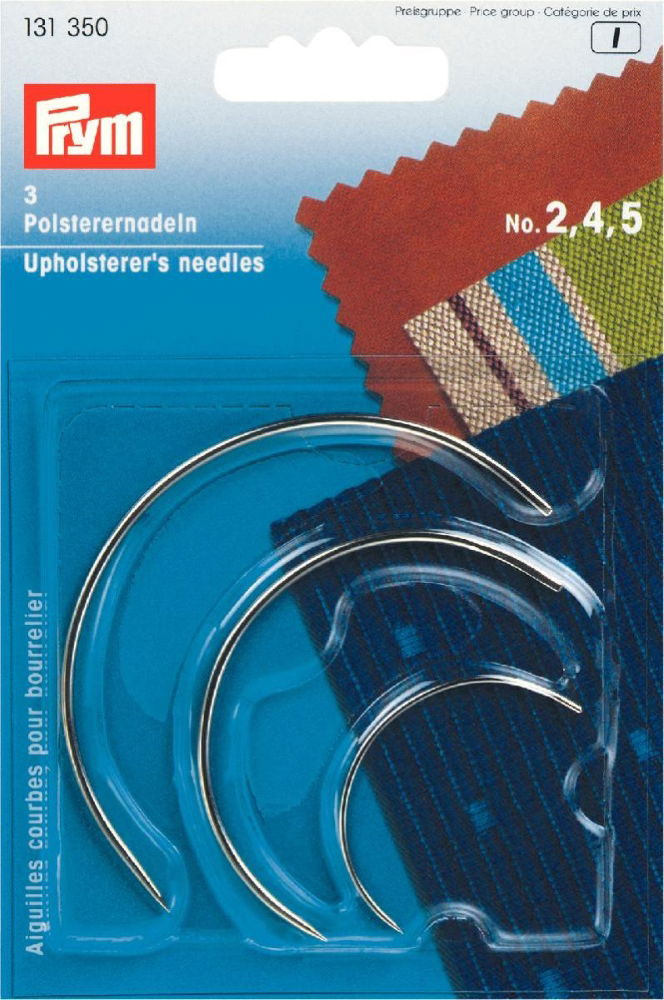 P131350 - Upholsterer's needles curved 2 large+1 small  2-4-5  silver