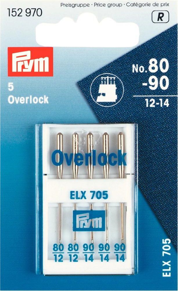 P152970 - **Sew Mach Needle Overlock 80-90 assorted Sys. ELX705 x 5pc