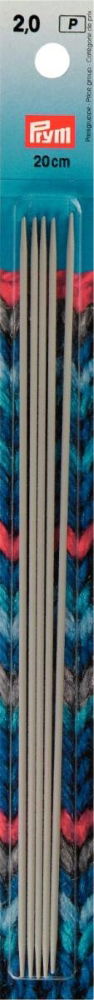 P191486 - Double-point/glove knit pins aluminium 20cm x 2.00mm grey x 5pc