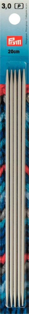 P191490 - Double-point/glove knit pins aluminium 20cm x 3.00mm x 5pc grey