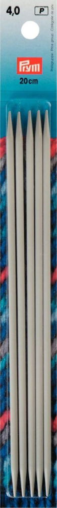 P191492 - Double-point/glove knit pins aluminium 20cm x 4.00mm x 5pc grey