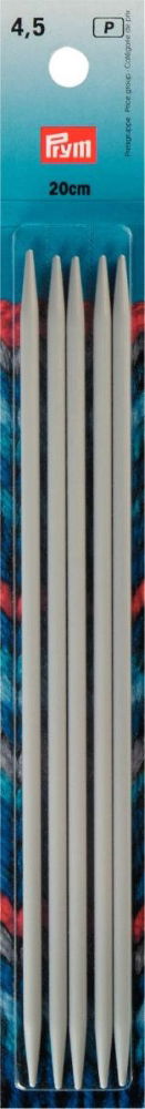 P191493 - Double-point/glove knit pins aluminium 20cm x 4.50mm x 5pc grey