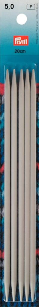 P191494 - Double-point/glove knit pins aluminium 20cm x 5.00mm x 5pc grey