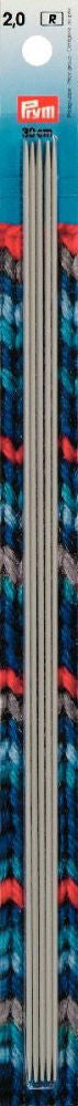P191555 - **Double-point/glove knit pins aluminium 30cm x 2.00mm x 5pc grey