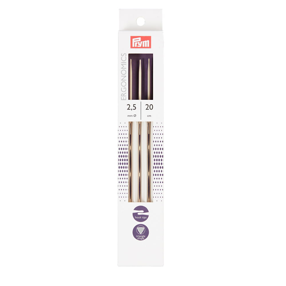 P194201 - PRYM ERGO DOUBLE POINT KNIT PINS 20cm X 2.5mm