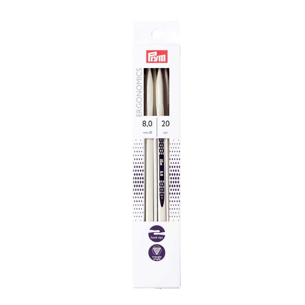 P194210 - PRYM ERGO DOUBLE POINT KNIT PINS 20cm X 8mm