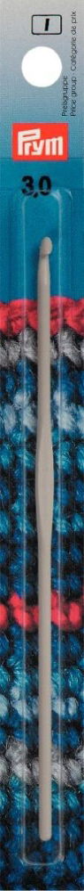 P195137 - Crochet Hook (Wool) w/o. handle aluminium 14cmx3.00mm x 1pc grey