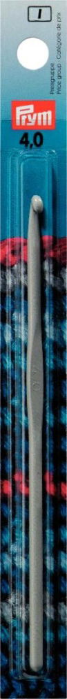 P195139 - Crochet Hook (Wool) w/o handle aluminium 14cmx4.00mm x 1pc grey