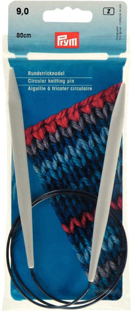 P211180 - Circular Knitting pin plastic 80cm x 9.00mm x 1pc grey
