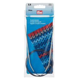 P211221 - Circular Knitting pin aluminium 100cm x 2.50mm x 1pc grey
