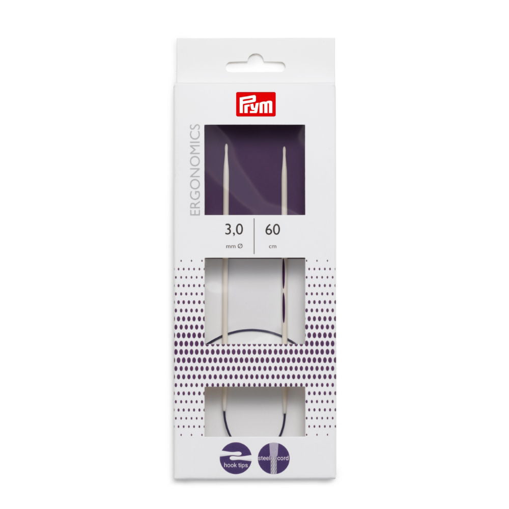 P215602 - PRYM ERGO CIRC  KNIT PINS 60cm X 3mm