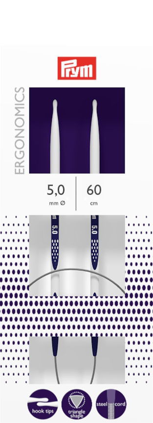 P215606 - PRYM ERGO CIRC KNIT PINS 60cm X 5mm