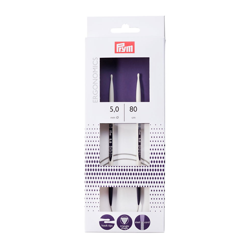P215806 - PRYM ERGO CIRC KNIT PINS 80cm X 5mm