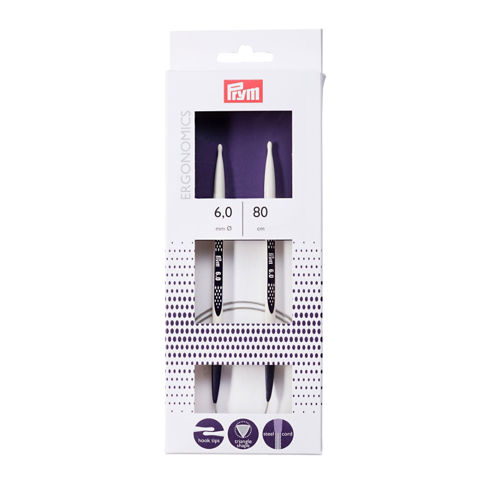 P215808 - PRYM ERGO CIRC KNIT PINS 80cm X 6mm