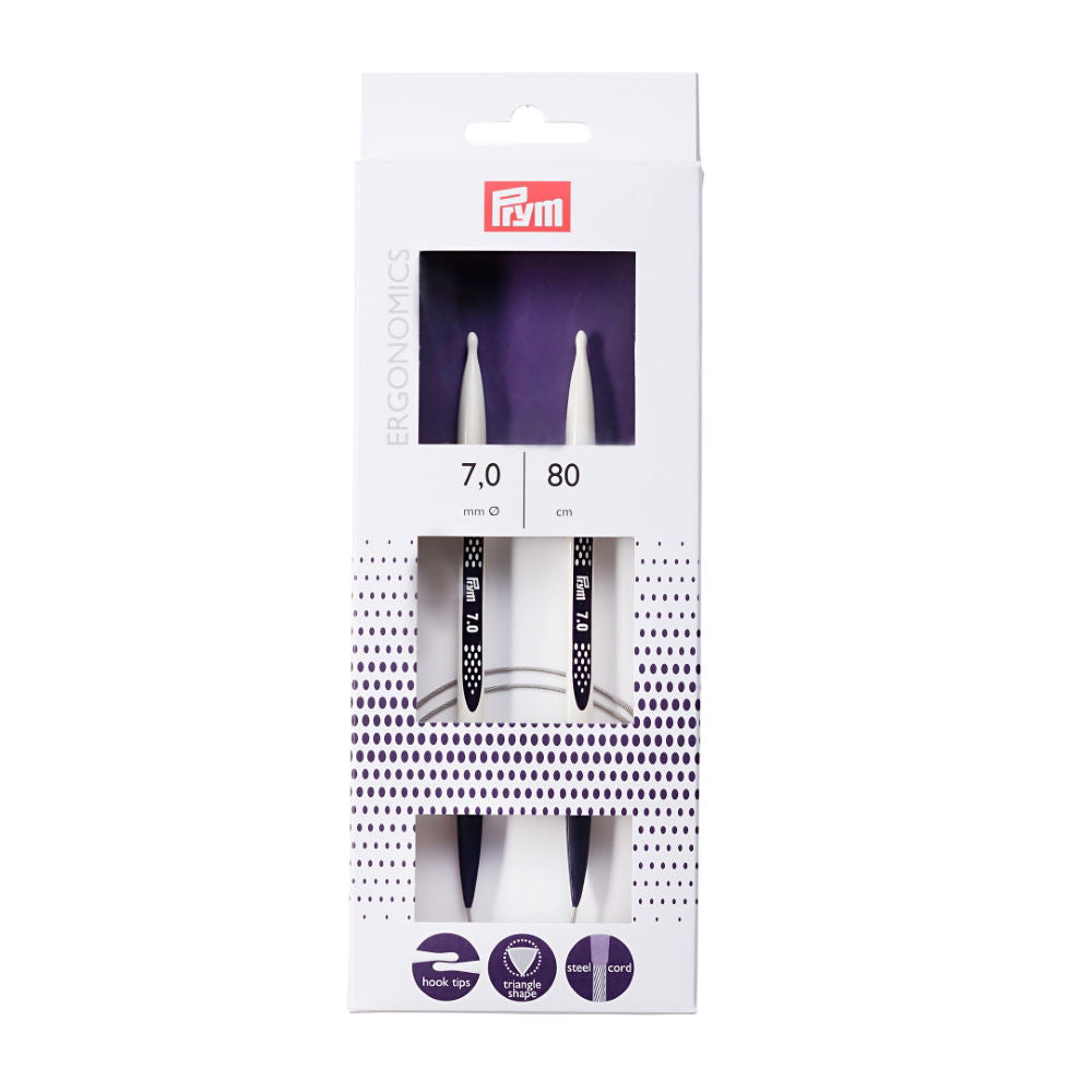 P215810 - PRYM ERGO CIRC KNIT PINS 80cm X 7mm